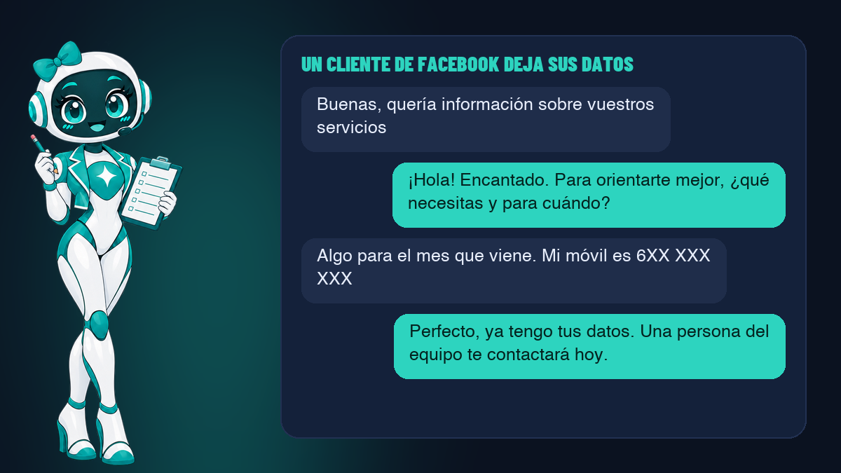 Un agente de IA recoge los datos de un cliente de Facebook y avisa al dueño